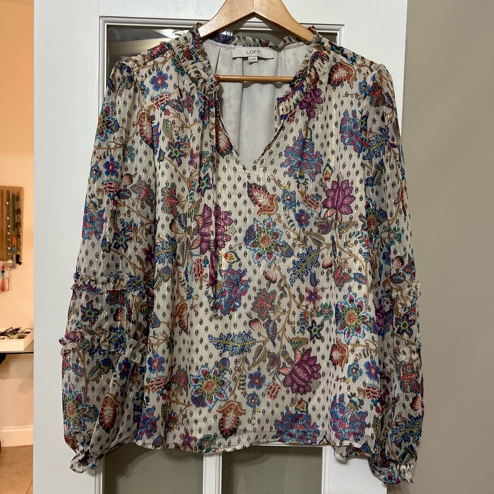 Multi colored flower print blouse